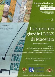 Locandina della mostra "La storia dei Giardini Diaz di Macerata"